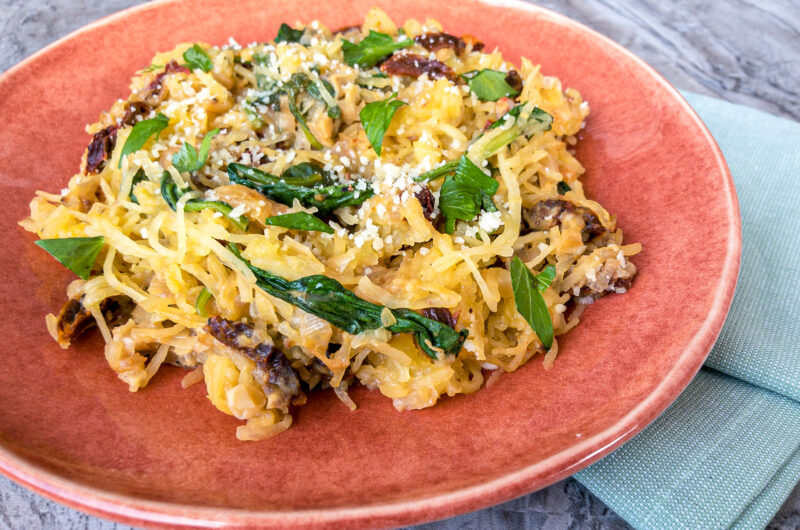 Spaghetti Squash with Spinach and Sun-dried Tomatoes